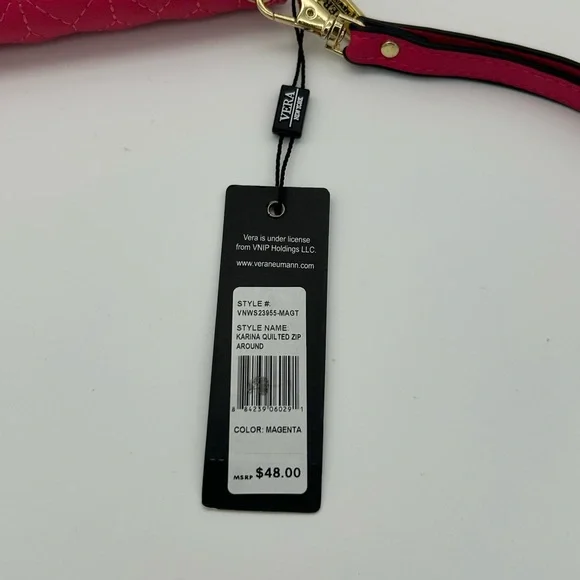 NWT Vera New York Quilted Zip-Around Wallet – Hot Pink with Gold Accents - Picture 3 of 7